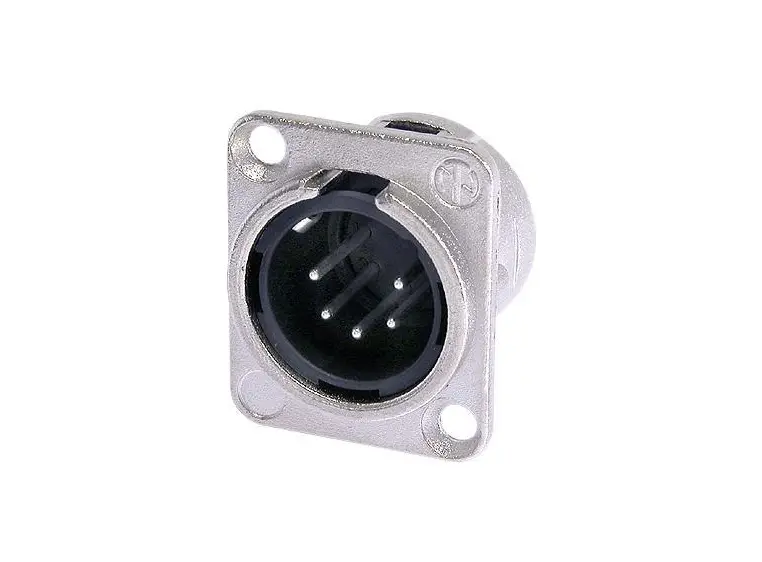 Neutrik xlr plugg 5p chassi D type, hann sølv (NC5MD-L1) 